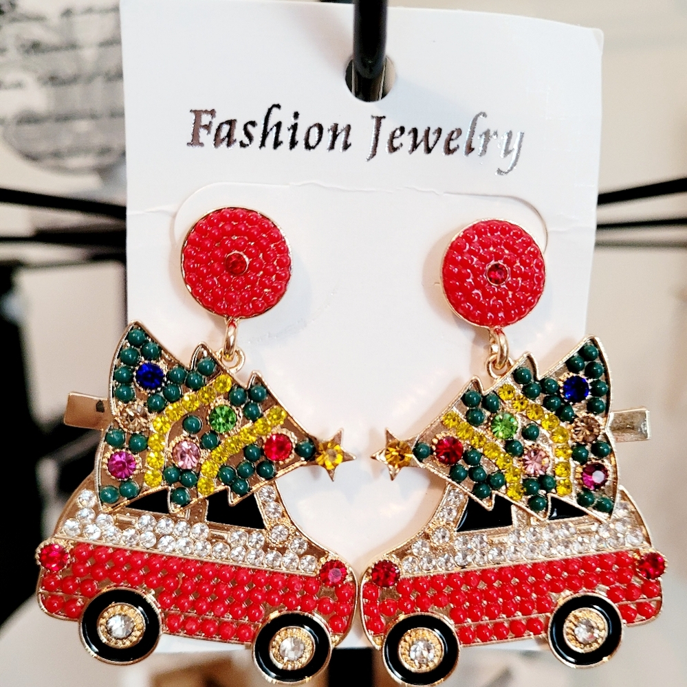 🎁Sparkeling Holiday Christmas Tree Truck Earings Holiday Jewelry